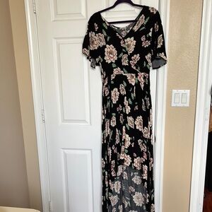 JODIFL Pink Wrap Sundress with Flutter Sleeves